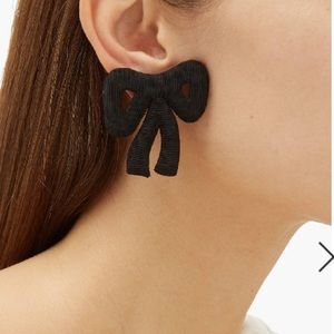 Rebecca de Ravenel Black Tie Me Up Cord Clip Bow Earrings